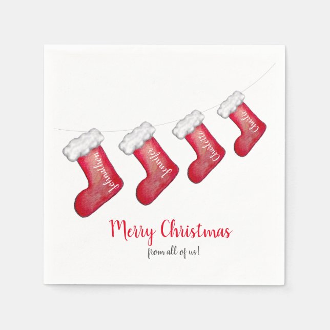 Personalized family Christmas stocking Napkins (Front)