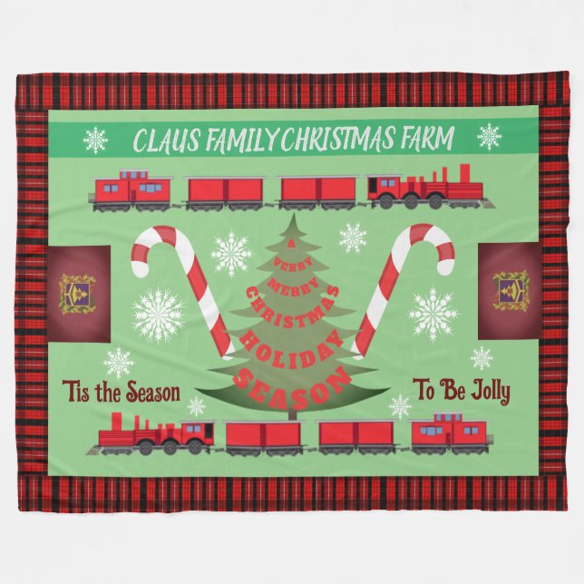 Personalized Family Christmas Tree Farm 2.0 Fleece Blanket (Front (Horizontal))