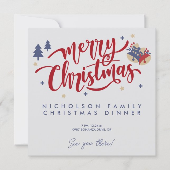 Personalized Family Christmas with Photo Invitation (Front)