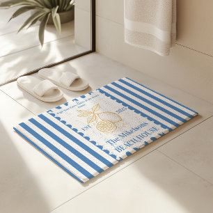 Personalized Family Coastal Lemon Beach House Deco Bath Mat