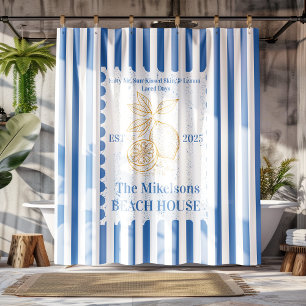 Personalized Family Coastal Lemon Beach House Deco Shower Curtain