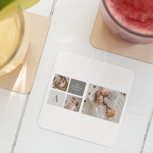  Personalized Family Collage Gift Square Paper Coaster