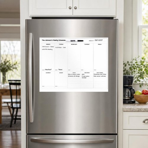 Personalized Family Command Center Weekly Planner Dry Erase Board