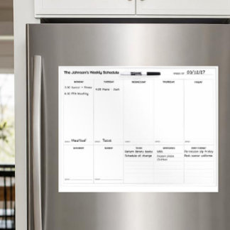 Personalized Family Command Center Weekly Planner Dry Erase Board