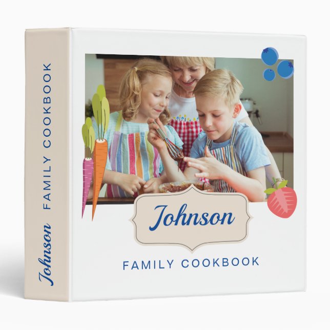 Personalized Family Cookbook (Add Your Photo)  3 Ring Binder (Front/Spine)