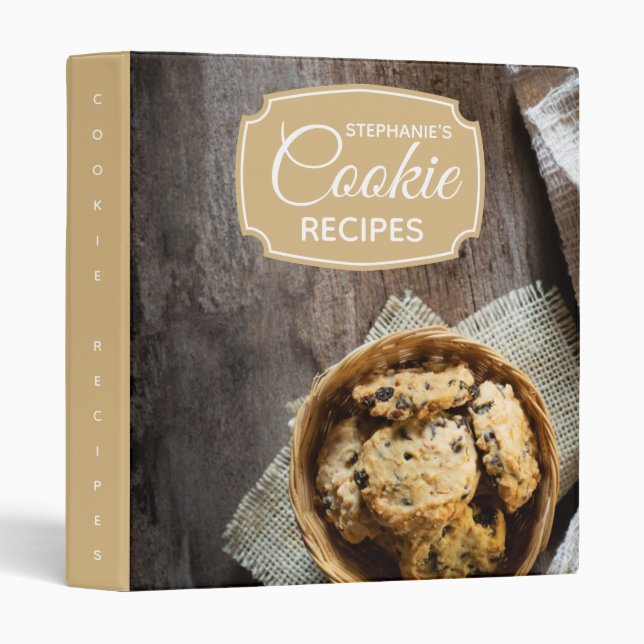 Personalized Family Cookbook Cookie Recipe 3 Ring Binder (Front/Spine)