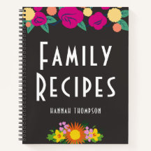 Personalized Family CookBook Floral Blank Recipe