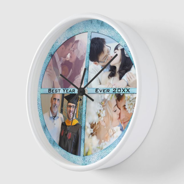 Personalized Family Couple's Photos Best Year Ever Wall Clock (Angle)