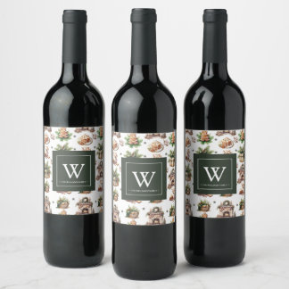 Personalized Family cozy Christmas  Wine Label
