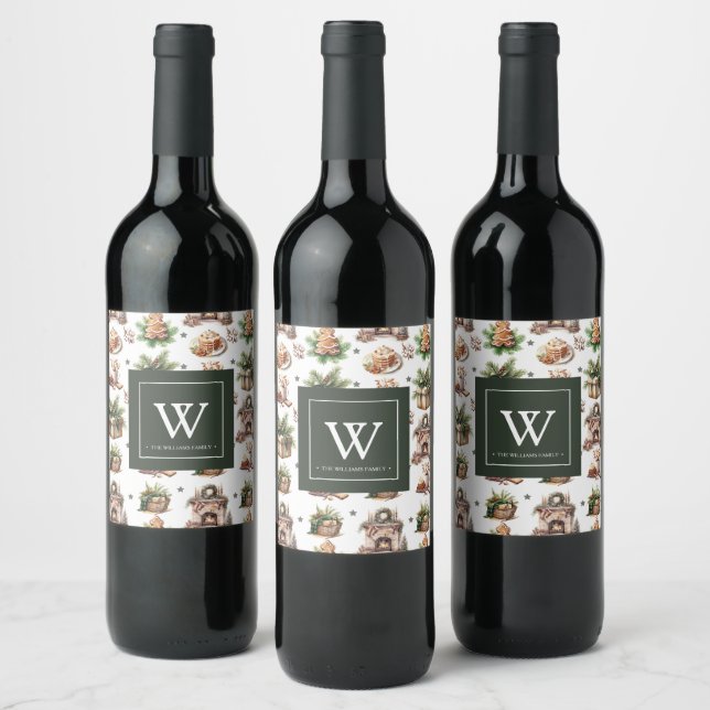 Personalized Family cozy Christmas  Wine Label (Bottles)