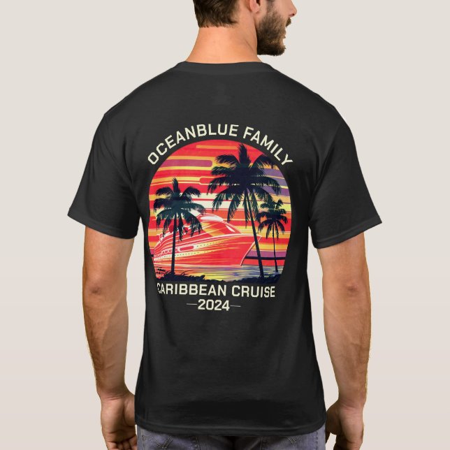Personalized Family Cruise Vacation Matching Retro T-Shirt (Back)