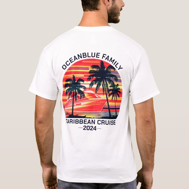 Personalized Family Cruise Vacation Matching Retro T-Shirt (Back)