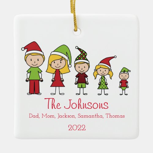 Personalized Family Cute Christmas Characters Ceramic Ornament