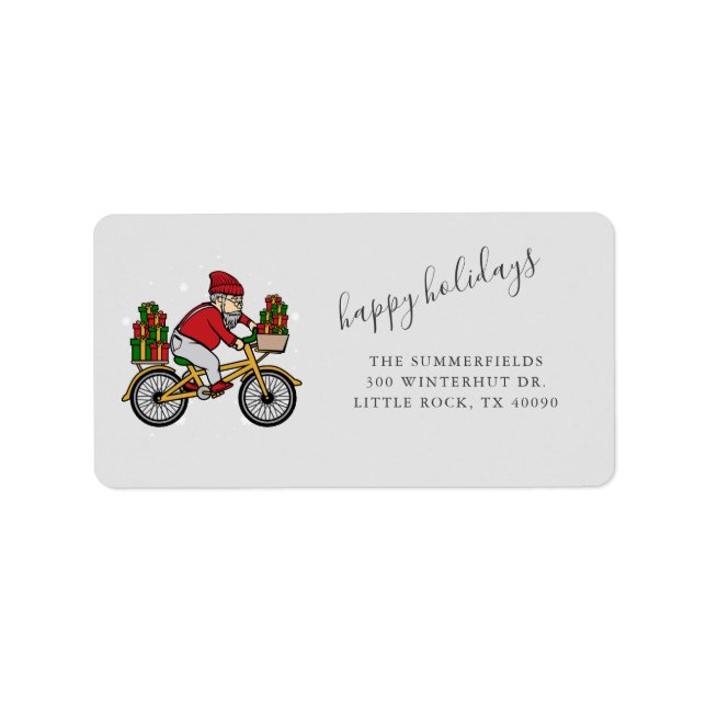 Personalized Family Cyclists Christmas Address Label (Front)