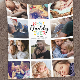 Personalized Family Dad Photo Collage Fleece Blanket