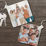 Personalized Family Double Sided Two Photo Keychain<br><div class="desc">Create a custom keepsake with this double-sided photo keychain, designed to display two different photos—one on each side. It's perfect for capturing special family memories or commemorating a family reunion. Whether you want to feature extended family photos or moments from a big gathering, the keychain can easily be customized with...</div>