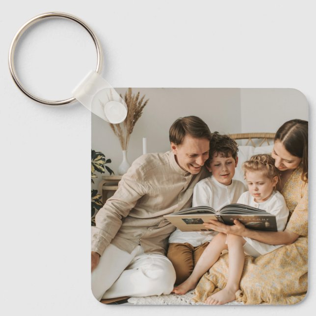 Personalized Family Double Sided Two Photo  Keychain (Front)