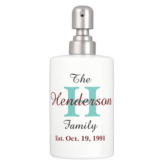 Personalized Family Established - Name & Initial - Soap Dispenser And Toothbrush Holder (Front)
