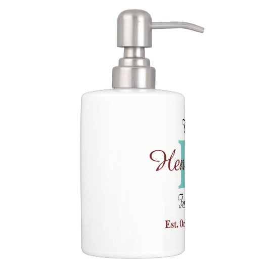 Personalized Family Established - Name & Initial - Soap Dispenser And Toothbrush Holder (Right)