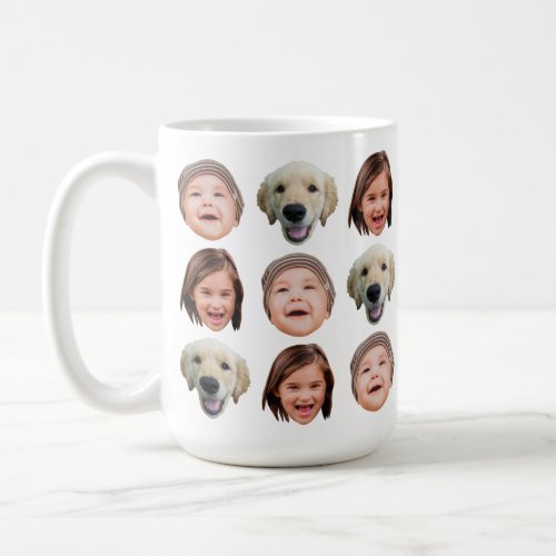 Personalized Family Face 3 Photos Cute Coffee Mug
