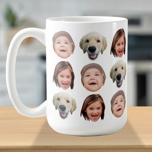 Personalized Family Face 3 Photos Cute Coffee Mug