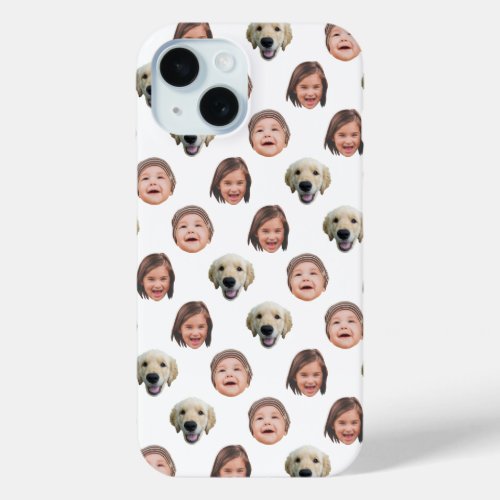 Personalized Family Face 3 Photos White iPhone 15 Case