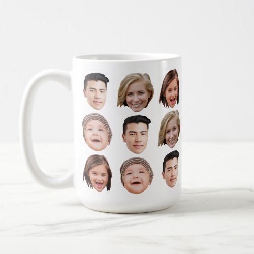 Personalized Family Face 4 Photos Cute Coffee Mug