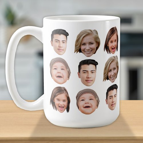 Personalized Family Face 4 Photos Cute Coffee Mug
