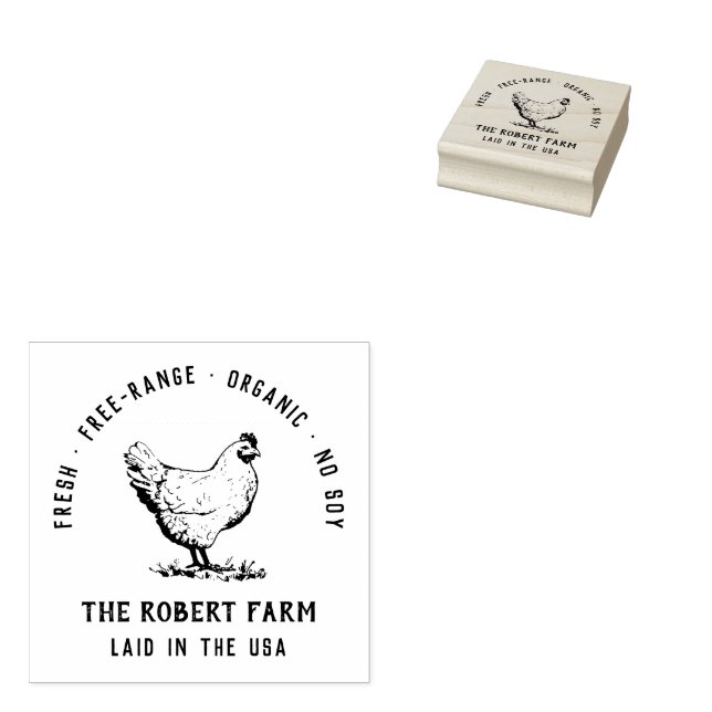 Personalized Family Farm Egg Carton Rubber Stamp (Stamped)