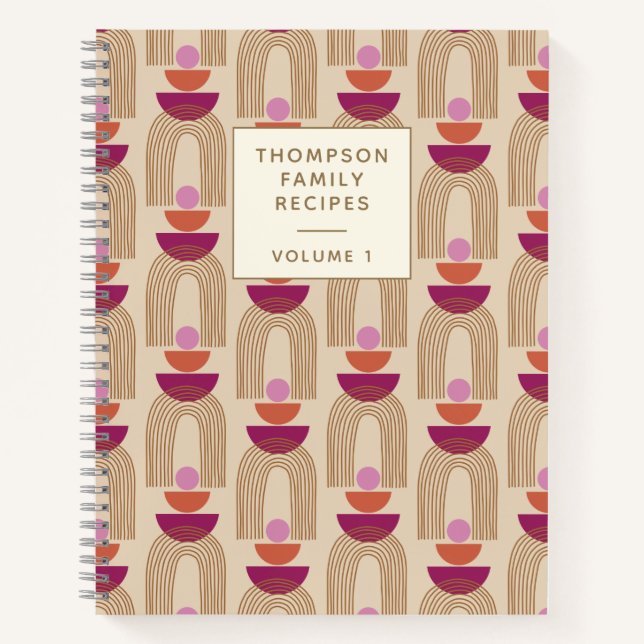 Personalized Family Favorite Recipes Retro Earthy Notebook (Front)