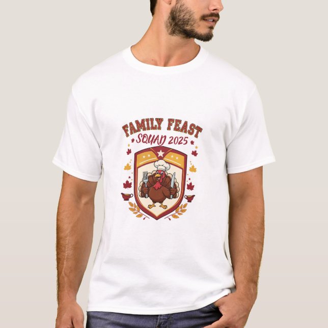 Personalized Family Feast Squad 2025 Thanksgiving  T-Shirt (Front)