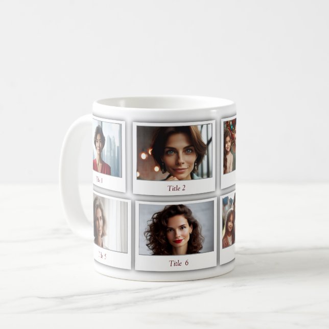 Personalized Family Friends Eight Photos Coffee Mug (Front Left)