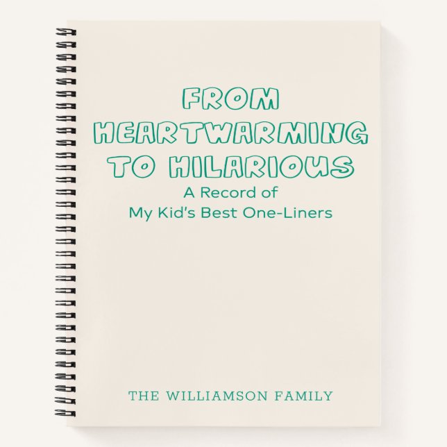 Personalized Family Funny Kid Quotes Memory Parent Notebook (Front)