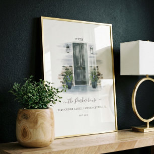 Personalized Family Grey Front Door Housewarming Poster