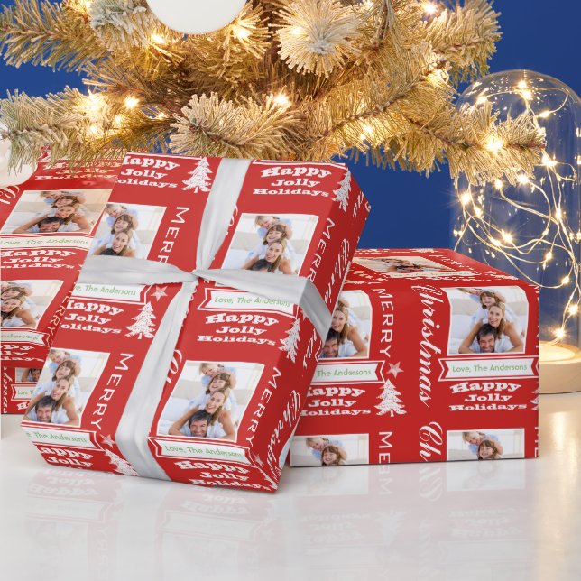 Personalized Family Holiday Photo Wrapping Paper (Holidays)