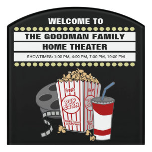 Personalized Family Home Movie Theater Custom Door Sign