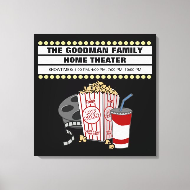Personalized Family Home Movie Theater Customized Canvas Print (Front)