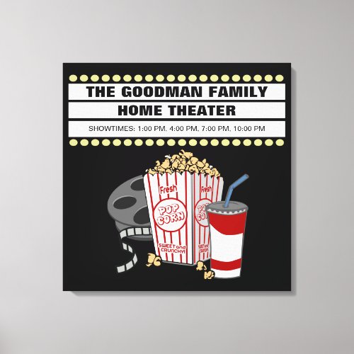 Personalized Family Home Movie Theater Customized Canvas Print