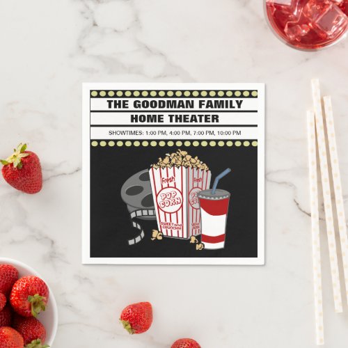 Personalized Family Home Movie Theater Customized Napkins