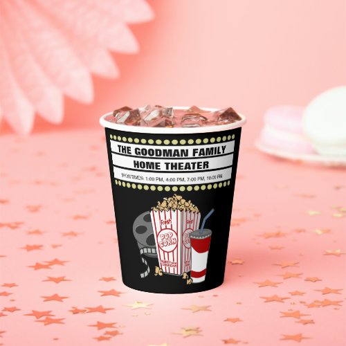 Personalized Family Home Movie Theater Customized Paper Cups