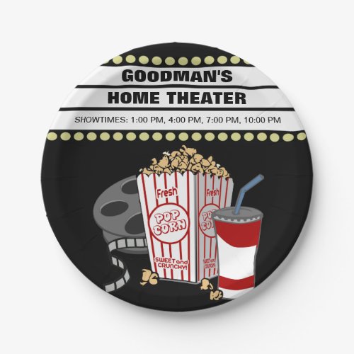 Personalized Family Home Movie Theater Customized Paper Plates