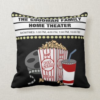 Personalized Family Home Movie Theater Customized Throw Pillow
