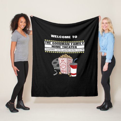 Personalized Family Home Movie Theater Fleece Blanket