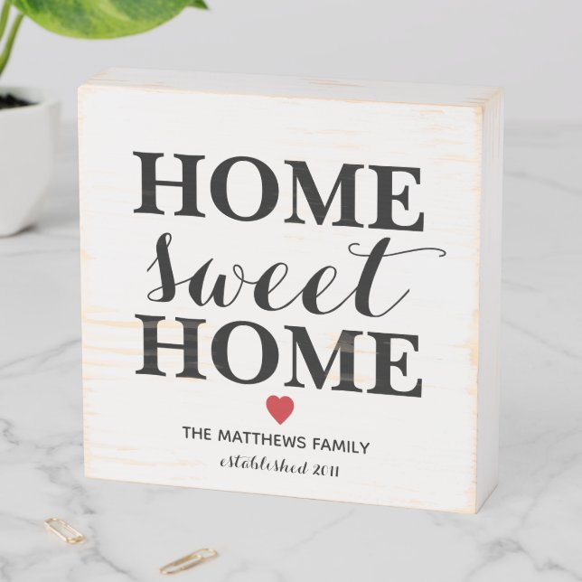 Personalized Family Home Sweet Home Farmhouse Wooden Box Sign (In Situ Horizontal)