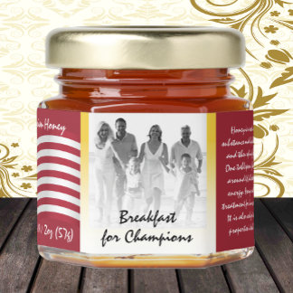 Personalized Family Honey Jar, American Flag, USA Honey Jar Favors