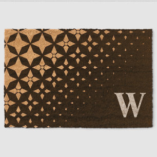 Personalized Family Initial Bold Geometric Coir Fiber Doormat