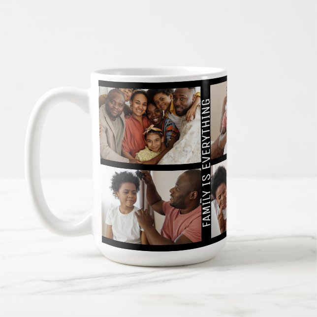 Personalized Family is Everything 6 Photo Collage Coffee Mug (Left)