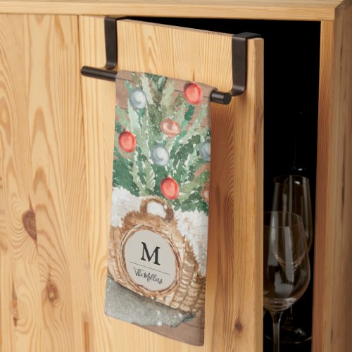 Personalized family Kitchen Christmas tree Towel