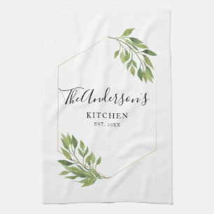 Personalized family Kitchen greenery Towel