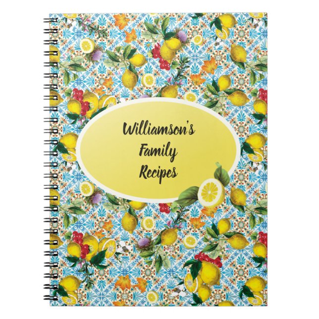 Personalized  Family Kitchen Recipe Cookbook Notebook (Front)
